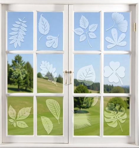 Bird Strike Prevention Window Clings - 26 Leaf-Shaped Decals