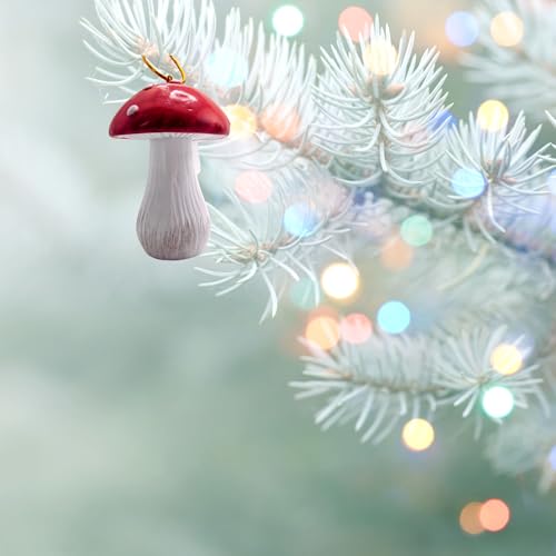 German Hand-Painted Lucky Mushroom Christmas Ornament - 'Glückspilz' Decor