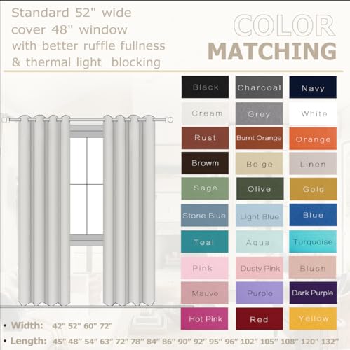 Dark Grey Thermal Insulated Blackout Curtains - 84 Inch Grommet Window Drapes