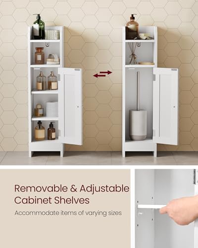 Narrow Bathroom Storage Floor Cabinet with Door & Adjustable Shelves