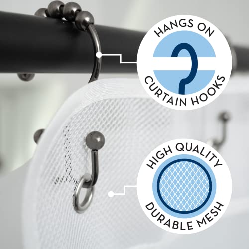 Hanging Mesh Shower Caddy Organizer - 2 Pack, 14" x 30", White