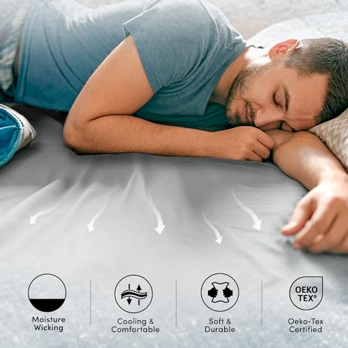 Moisture Wicking Queen Fitted Sheet, Cooling Microfiber for Night Sweats