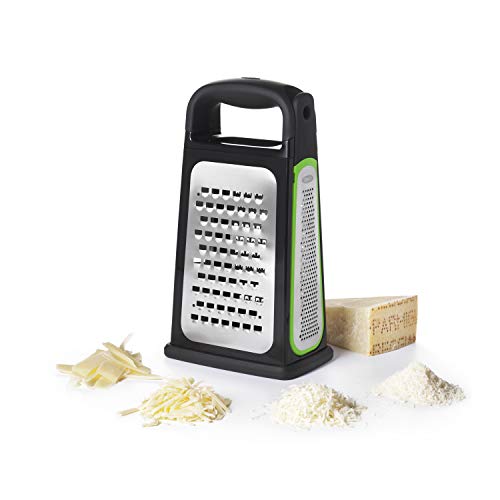 OXO Good Grips Etched Box Grater with Removable Zester | Ideal for Grating Cheese or Zesting Fruits | Storage Container Included | 4 Sided Grater | Comfortable Handle