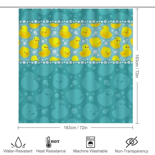 Yellow Rubber Duck 4-Piece Shower Curtain & Non-Slip Bath Rug Set