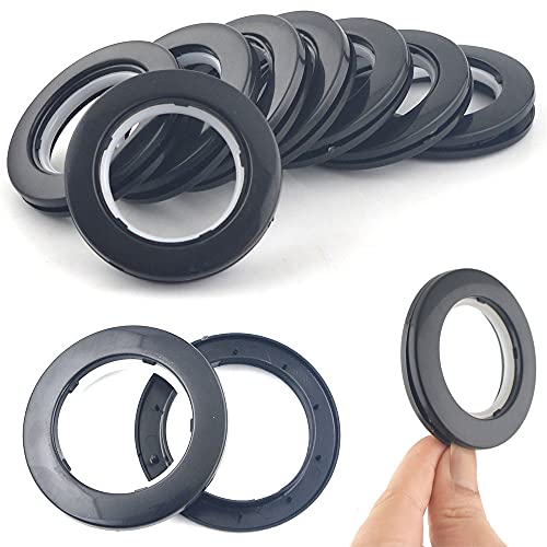 32-Pack Curtain Grommets, 1-9/16" ID Black Plastic Eyelet Rings for Drapes