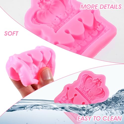 Silicone Crown Fondant Molds 2pcs for Cake Decorating & Candy Making