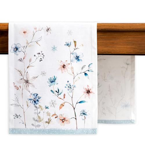 Maison d' Hermine Ice Florals Table Runner 14.5" x 36" Cotton Holiday Decor