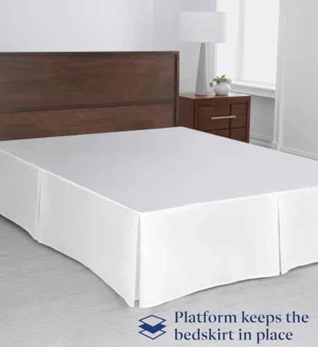 Pleated Queen Bed Skirt with 18 Inch Drop - White Microfiber Dust Ruffle