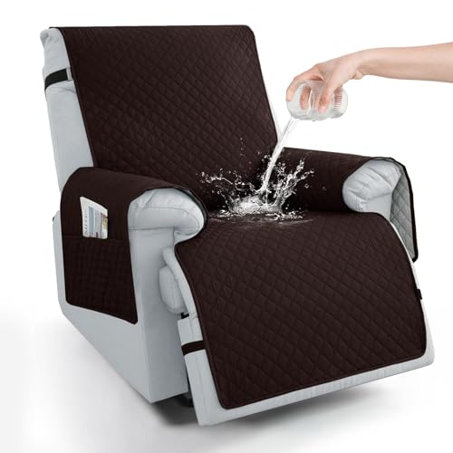 Waterproof Recliner Chair Cover 23.6" with Non-Slip Design & Pockets