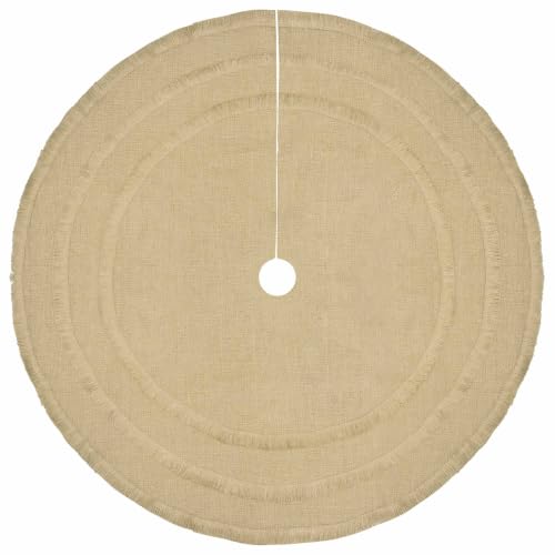 Yuboo 48 Inch Burlap Christmas Tree Skirt with Tassel (Fall) - Rustic 3-Layer 48in