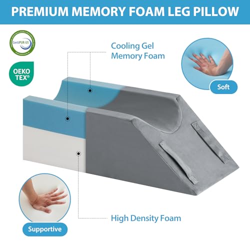 Leg Elevation Wedge Pillow for Surgery Recovery - Memory Foam