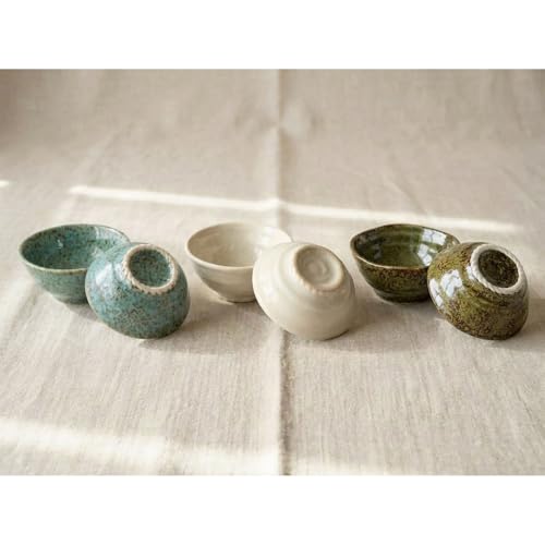 Set of 4 Japanese Ceramic Sake Cups 1.7oz - Gifu Minoyaki, Color Variants
