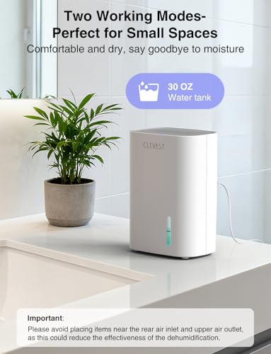 Small Dehumidifier for Bathroom and Bedroom with 30 oz Tank