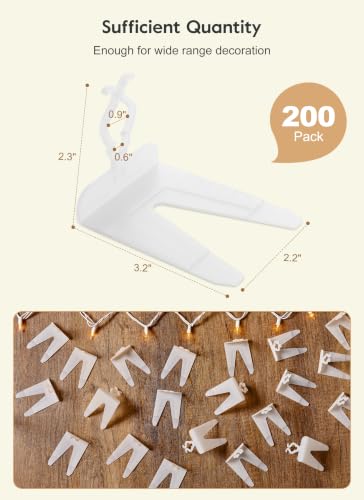 200 Pack Outdoor Christmas Light Clips for C7 C9 String Lights - Weatherproof Gutter & Shingle Holders