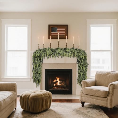 6ft Artificial Christmas Garland Greenery for Fireplace Mantle Holiday Decor