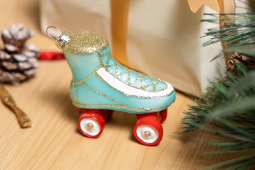 Set of 2 Glass Roller Skate Ornaments for Christmas Tree