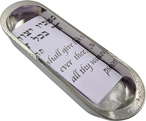 Car Mezuzah with Travelers Prayer Scroll and Hoshen Stones - Nickel Finish
