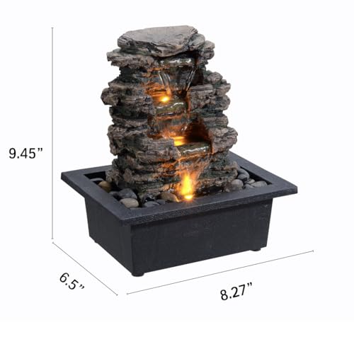 Indoor Tabletop Water Fountain with Automatic Pump & River Rocks