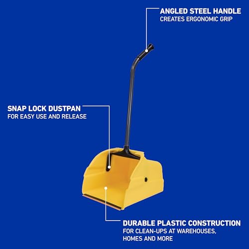 Heavy-Duty Jumbo Debris Dustpan with 36-Inch Long Handle & Swivel Pan