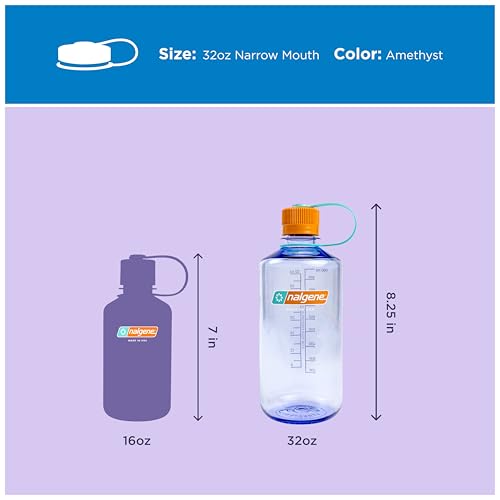 Nalgene 32 oz Narrow Mouth Water Bottle Amethyst BPA-Free Reusable