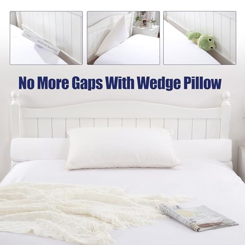 Foldable Bed Wedge Gap Filler Pillow for Headboard & Mattress - White
