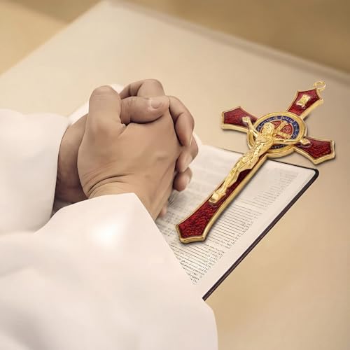 7-Inch St. Benedict Crucifix Wall Cross - Enamel Catholic Home Decor