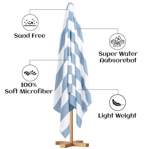 4-Pack Striped Microfiber Beach Towels, 30" x 60" Sand-Free Quick-Dry Towels