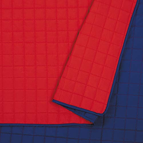 Twin Size Kids Quilt Set - Red & Blue Microfiber Bedding with Pillow Sham - Ayer Red Variation