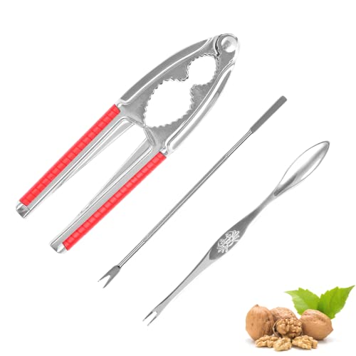 Red Nut Cracker Seafood Crab Lobster Opener Heavy Duty Shell Tool with Non-slip Handle