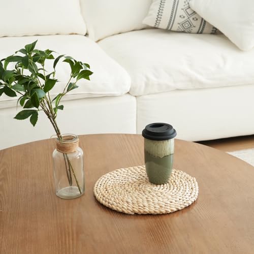 Bosmarlin Pale Green Ceramic Travel Coffee Mug 16 Oz, Microwave & Dishwasher Safe