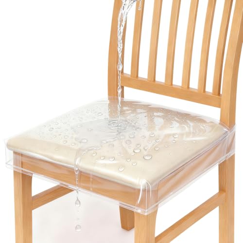 Clear Dining Chair Covers - 4 Pack, 17"D x 18"W x 4"H, Waterproof & Stain Resistant