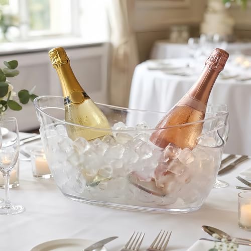 Clear Acrylic Ice Bucket with Scoop - 5L Beverage Tub for Wine & Beer