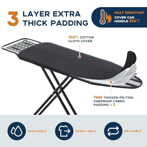 RAINHOL Full Size Ironing Board 54"x13" with Iron Rest and Height Adjustable Stand