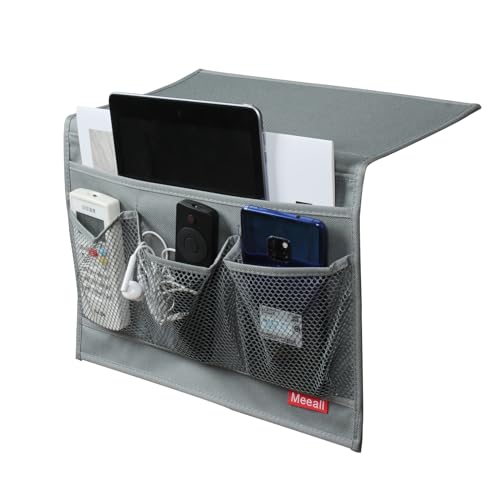 Bedside Caddy Storage Organizer with Pockets for Remote Phones Magazines
