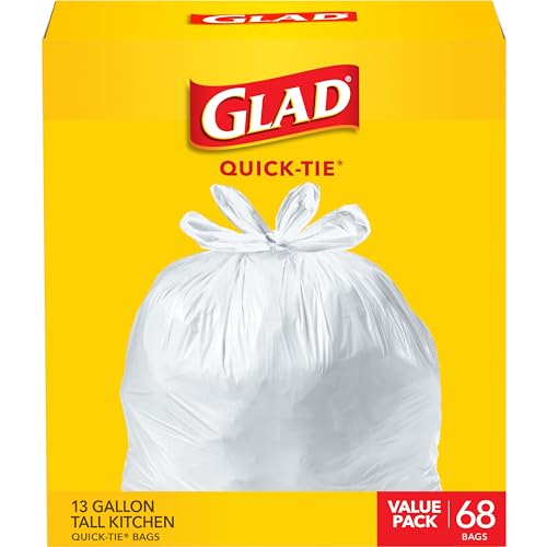 Unscented 13 Gallon Tall Kitchen Trash Bags - Quick-Tie Flaps, 68 Count