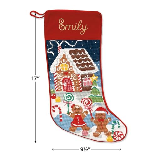 Personalized Gingerbread Needlepoint Christmas Stocking - 17 Inch