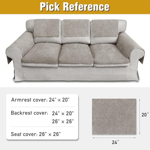 Waterproof Sofa Arm Covers - Non-Slip Couch Armrest Protector (Set of 2, 24" x 20")