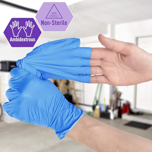 Blue Nitrile/Vinyl Blend Disposable Exam Gloves - Large, 100 Count