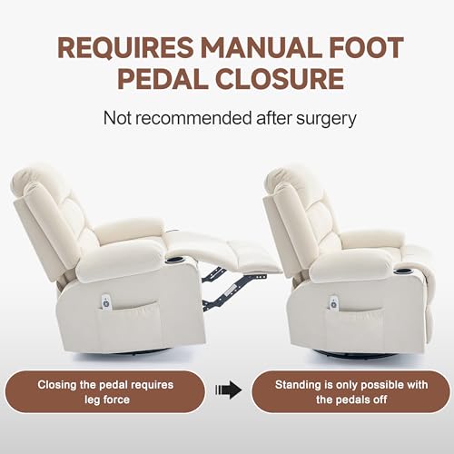 Oversized Rocking Recliner Chair with Heat, Massage, and 360° Swivel
