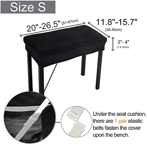 Soft Velvet Rectangular Piano Bench Cover, Stretch Washable Protector (20"-26.5" L)