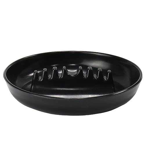 7-Inch Melamine Ashtray, Durable Black Smoking Tray with 7 Grooves