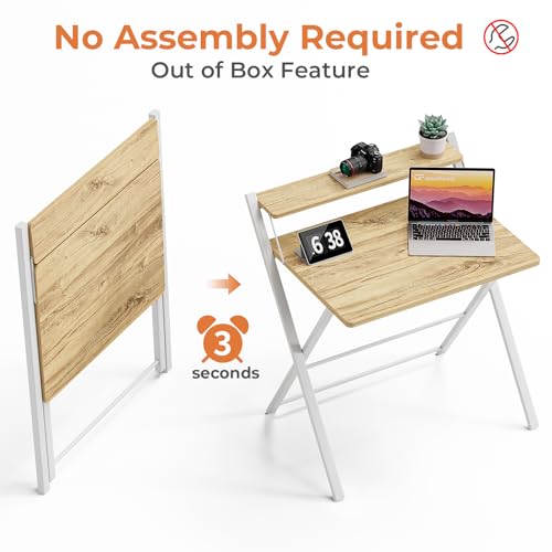 Foldable Computer Desk, No-Assembly Portable Table for Small Spaces