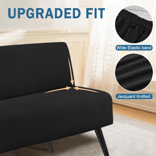 Water Repellent Armless Futon Cover for Full Size Sofas - Black