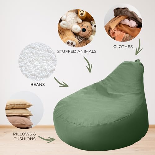 Stuffed Animal Storage Bean Bag Chair Cover for Kids - Washable Plush Toy Organizer