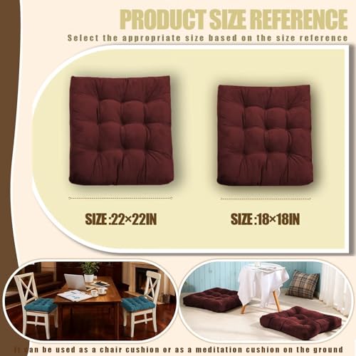 Square Corduroy Floor Pillow 18x18 Tufted Seat Cushion for Living Room