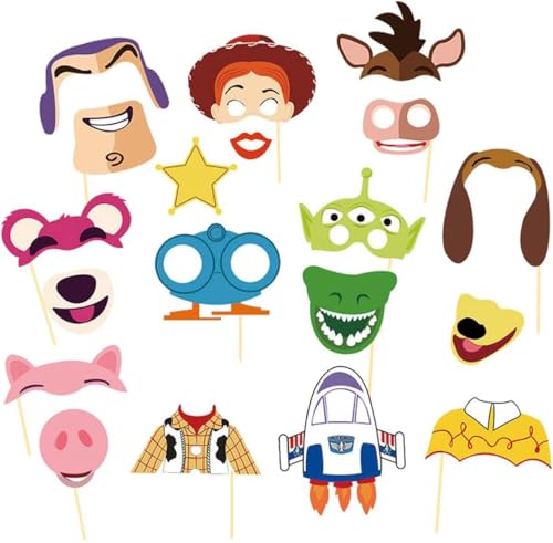 SHONHONG Cartoon Story Birthday Party Photo Booth Props Set - Green Orange