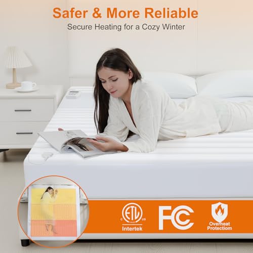 Heated Mattress Pad King with 6-Zone Control & 10 Heat Settings