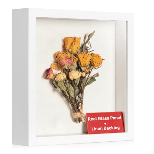 8x8 Shadow Box Frame with Glass Display Case for Keepsakes and Photos