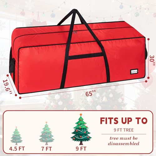 ITHWIU 9 ft Christmas Tree Storage Bag Red Fits 9FT Tree Holiday Organizer