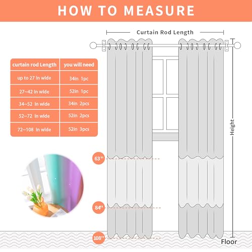 XiDi Double-Layer Rainbow Blackout Curtains with Star Cutouts, 63x34